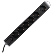 home Produžni kabel sa zaštitom, 6 utičnica, 1.5 mm², 3 met - NVT 6K-3/BK