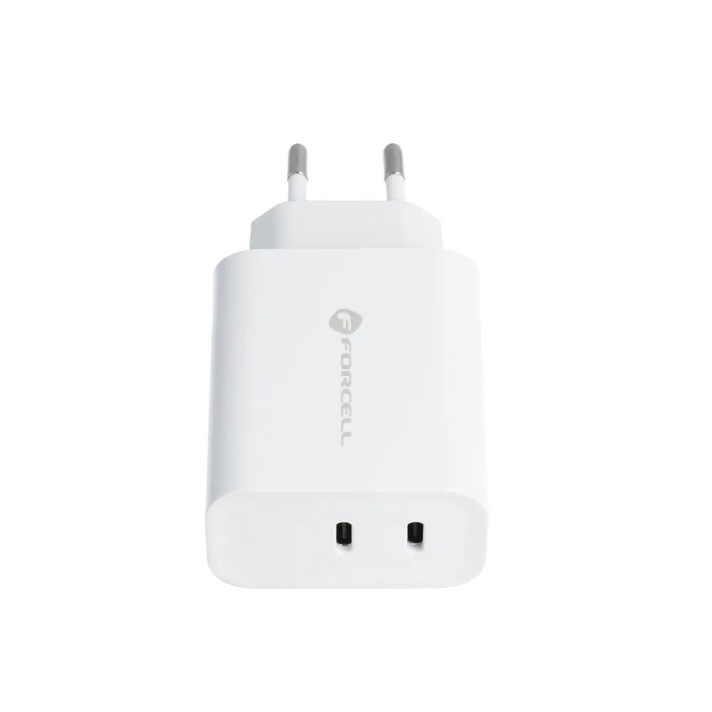 Forcell Zidni punjač s 2 USB utičnice tipa C - 3A 35W s PD i funkcijom Quick Charge 4.0