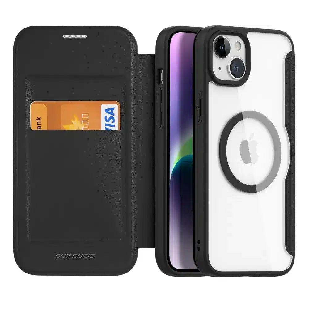 DUX DUCIS Skin X Pro - MagSafe kompatibilna preklopna torbica za Apple iPhone 15 crna