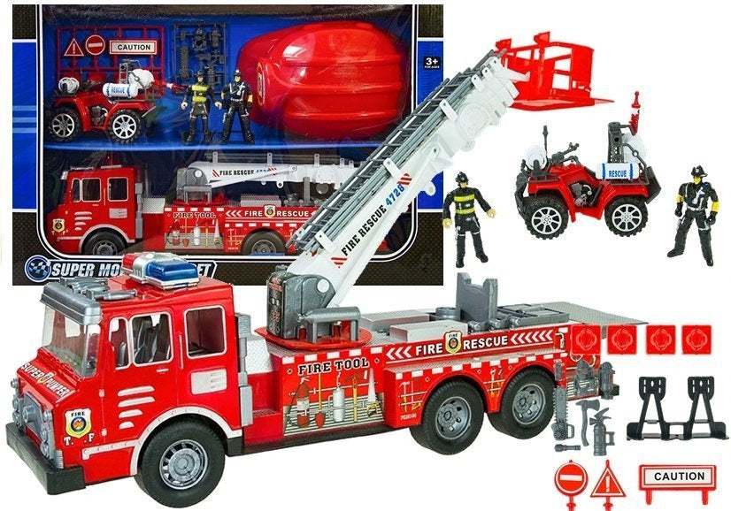 Duży Zestaw Straż Pożarna Wóz Strażacki Figurki Quad Kask Dla Dziecka