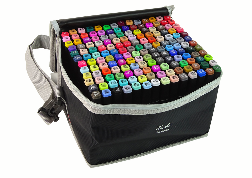 Double-sided marker set in a bag of 168 pieces