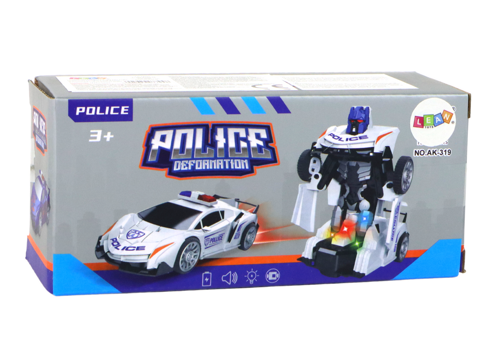 Auto robot za igru Police 2u1 - bijeli