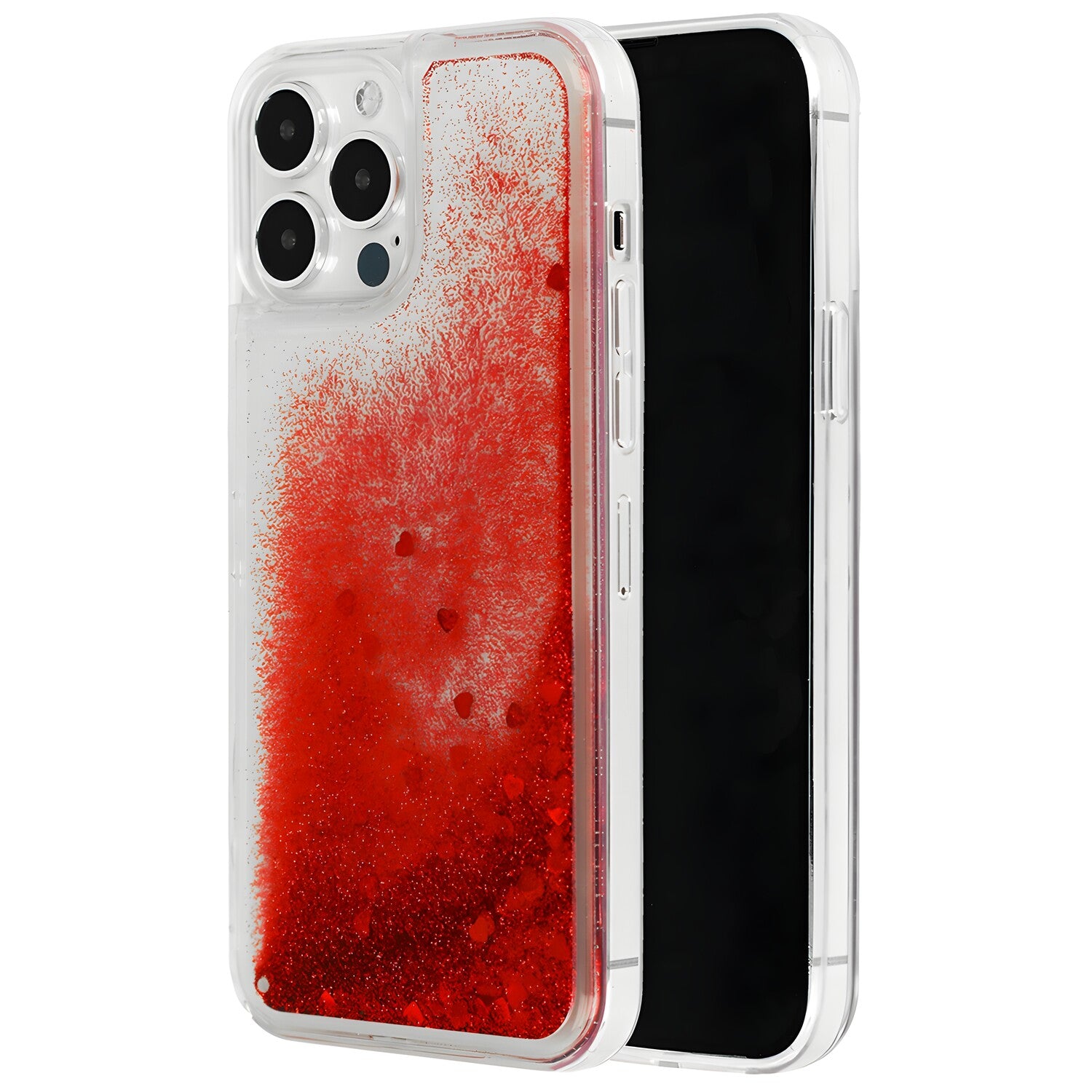 Futrola s tekućim srcima za Apple iPhone X/iPhone XS - Crvena KP17943