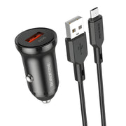 Borofone punjač za auto s USB - MicroUSB kabelom - Crna KP24028