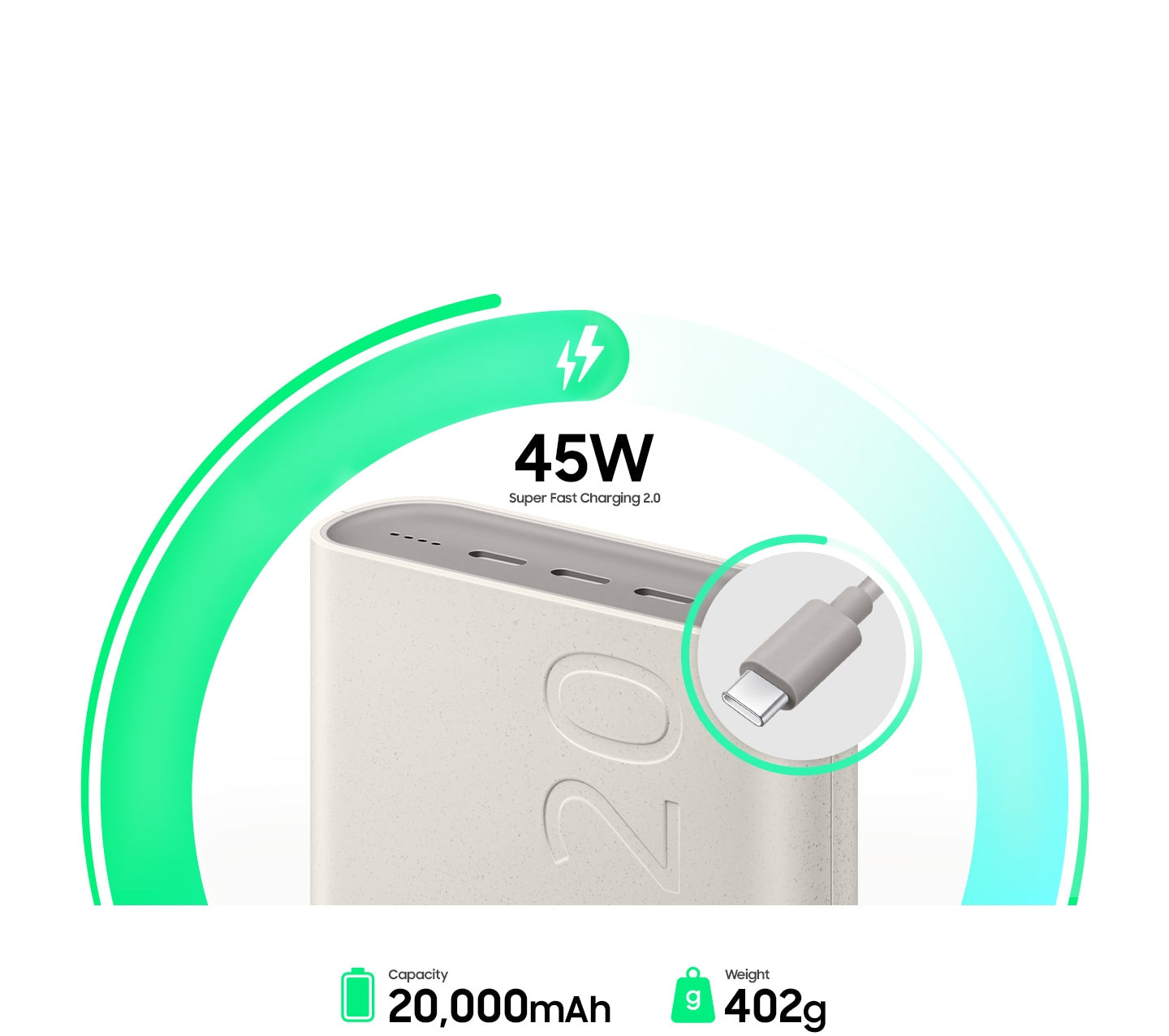 Powerbank Samsung 20000mAh 45W PD bež EB-P4520XUEGEU