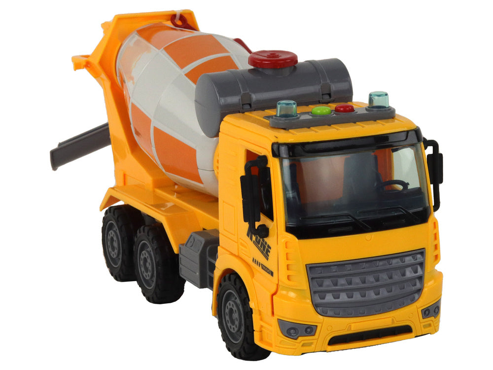 Kamion s mješalicom za beton 1:16 s rotirajućom funkcijom - žuto/bijeli