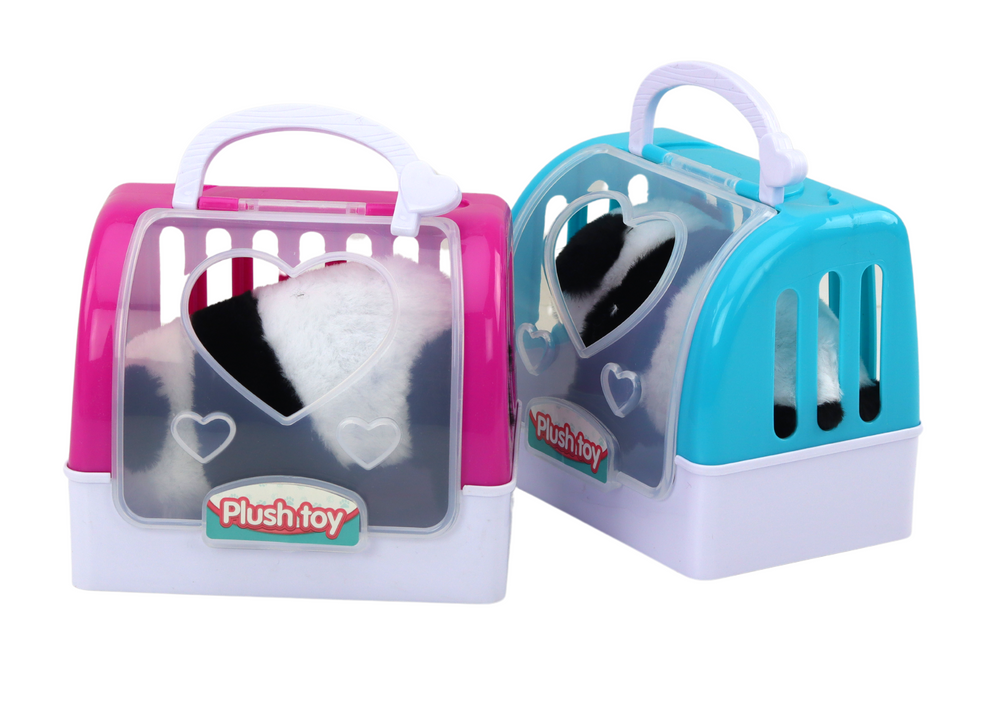 Interactive Plush Panda In Pink Blue Transporter