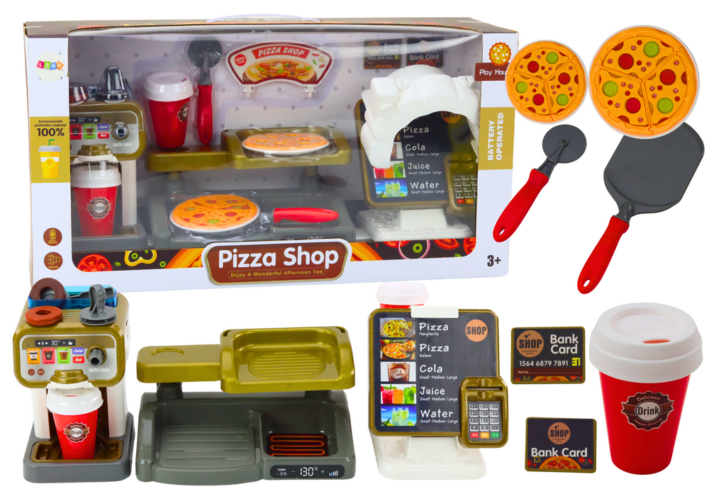 Set Trgovine za igru - Pizza, Aparat za kavu i piće, Blagajna