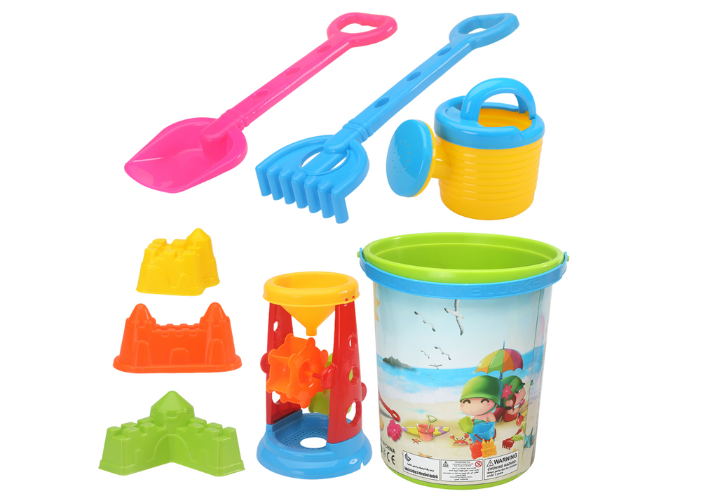 Set igračaka za pijesak, kanta, mlin, kanta za zalijevanje, šareni kalupi
