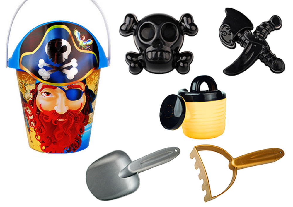 Gusarski set za pijesak, kanta, kanta za zalijevanje, cjedilo - set od 6 komada.