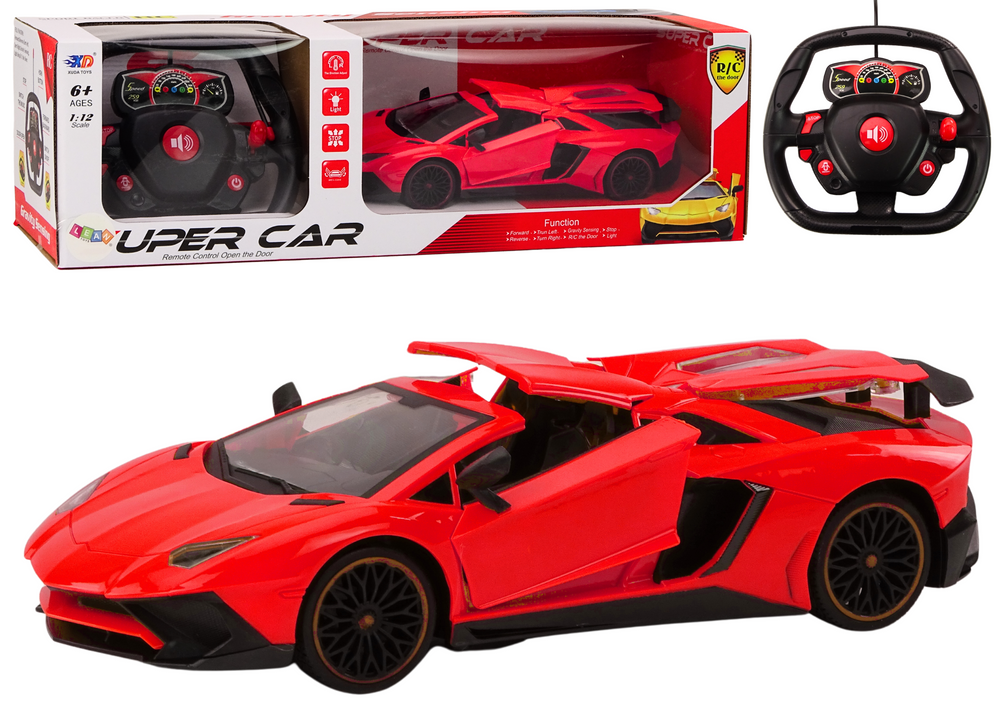 Auto na daljinsko upravljanje Sports Car 1:12 s vratima na otvaranje - crveni