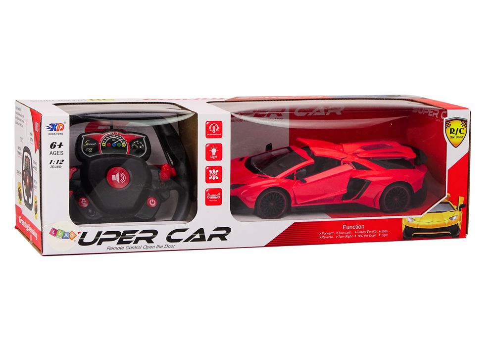Auto na daljinsko upravljanje Sports Car 1:12 s vratima na otvaranje - crveni
