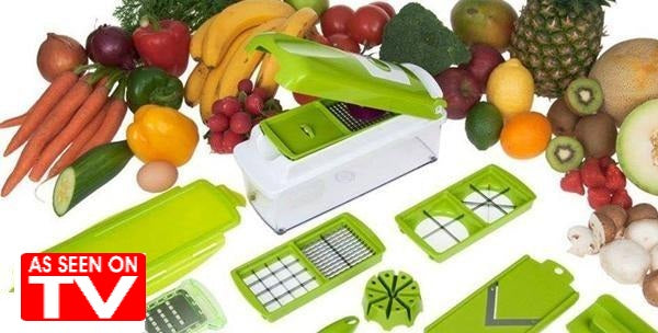 "Nicer Dicer Plus" - višenamjenski ručni kuhinjski sjekač sa 7 nastavaka (pogledajte video)