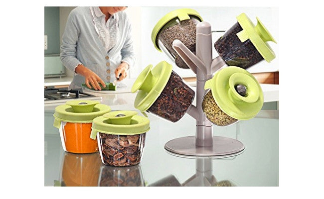 Pop up Spice Rack, stalak za začine sa vakuumskim poklopcima (pogledajte video)