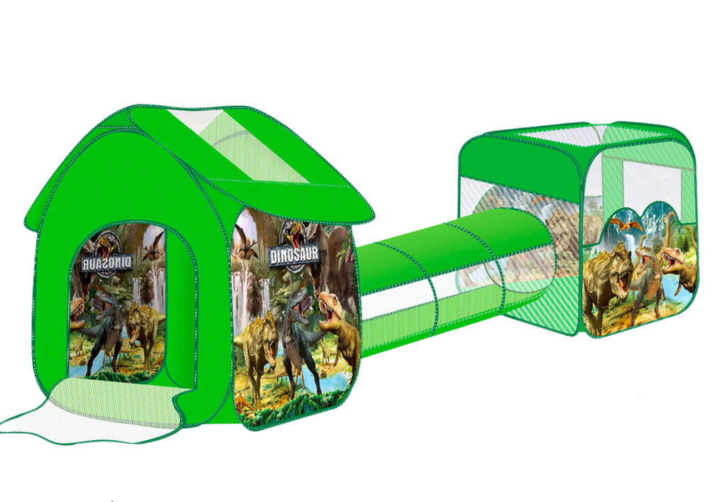 Dječje igralište / tunel 3u1 sa motivima dinosaura - zeleni