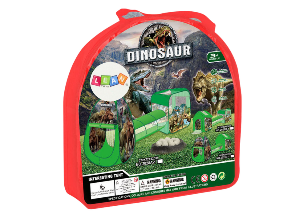 Dječje igralište / tunel 3u1 sa motivima dinosaura - zeleni