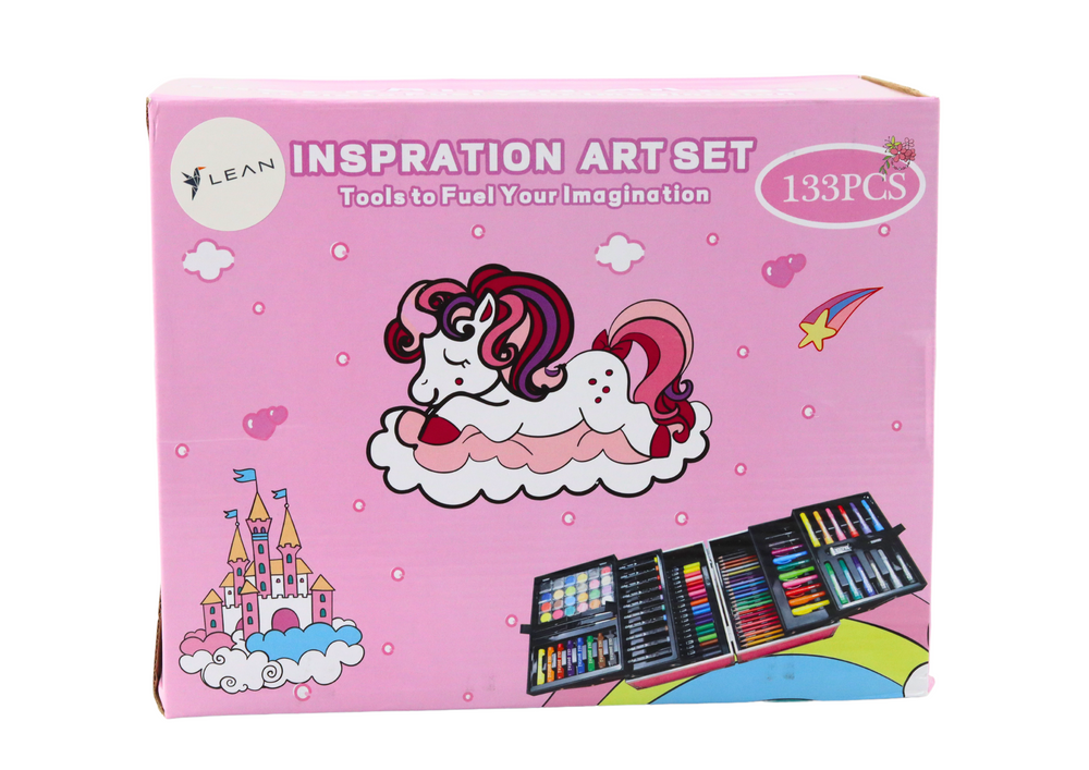 Art Set in Folding Suitcase with Unicorn 133 El