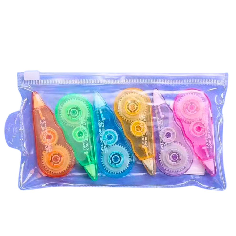 Correction Tape Set Colorful Package With Zipper 6pcs