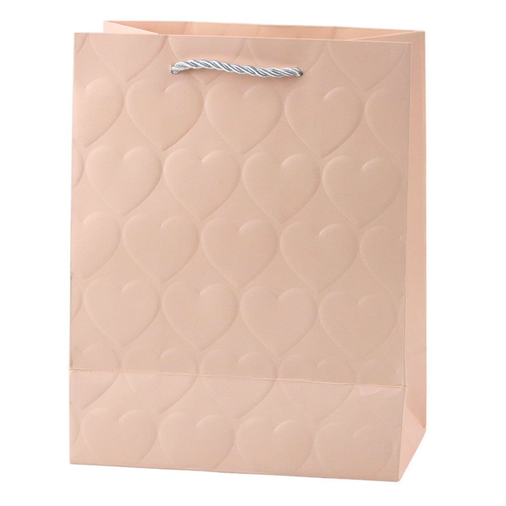 Elegant Gift Bag Embossed Hearts 23 x 18 x 10.5 cm