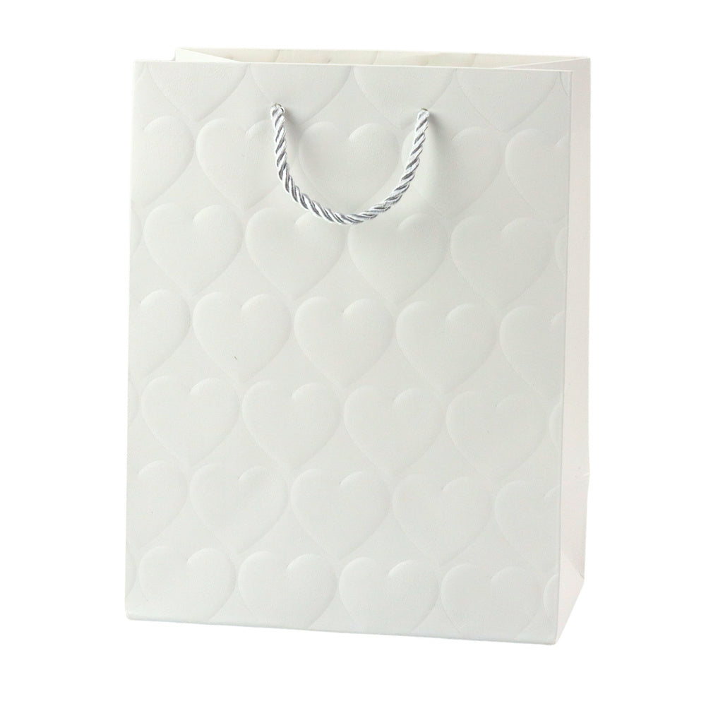 Elegant Gift Bag Embossed Hearts 23 x 18 x 10.5 cm