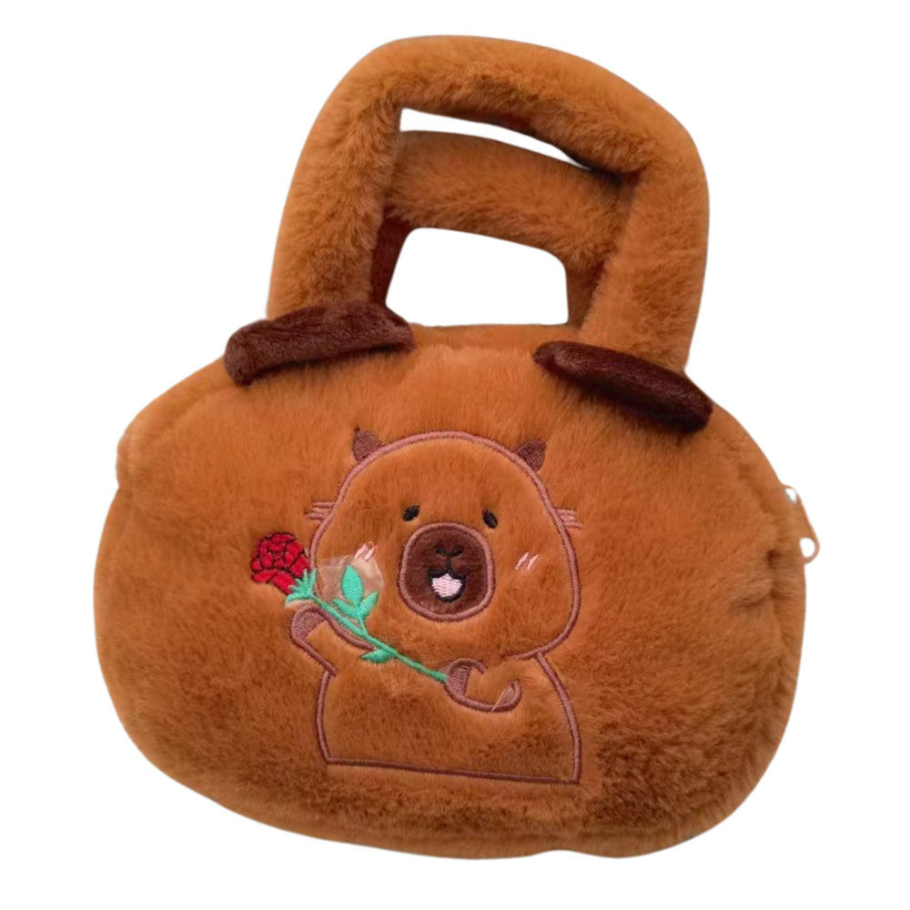 Plišana igračka-torba s ružom - 20cm - smeđa