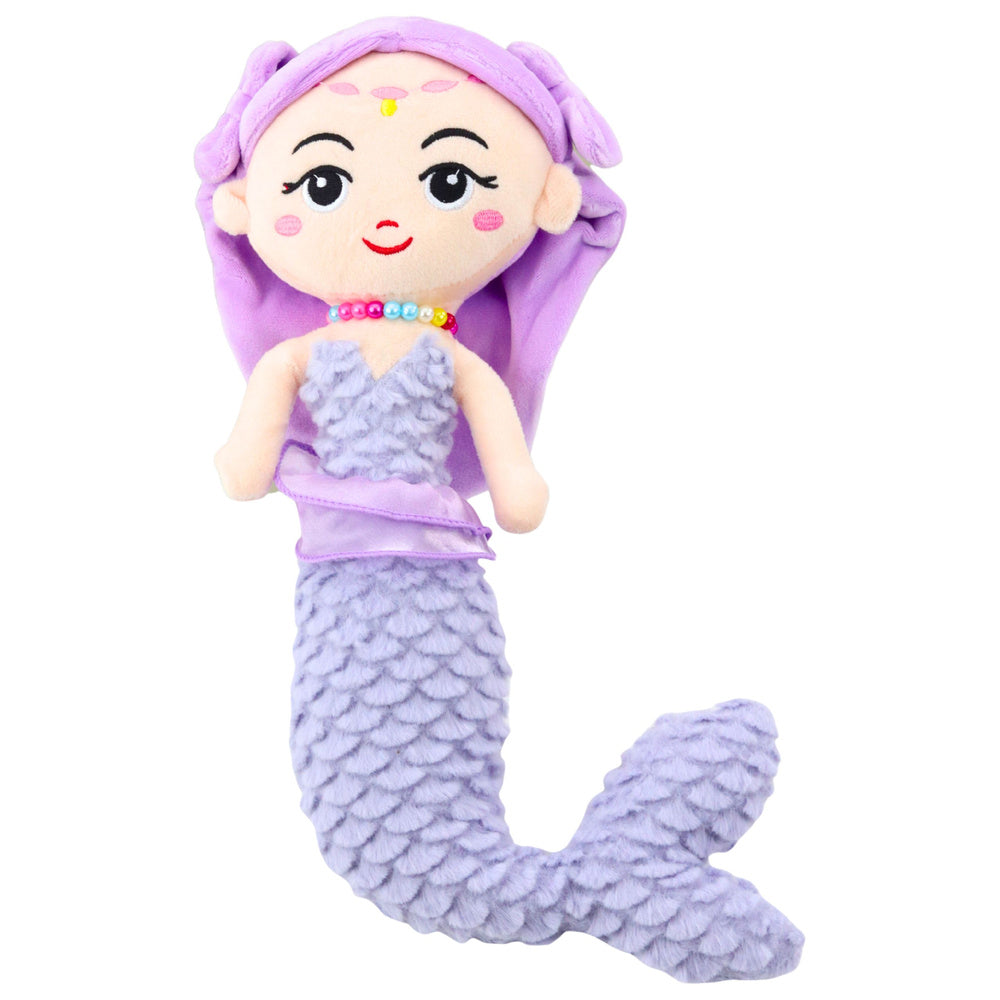 Plišana igračka sirena s pletenim repom 32 cm - ljubičasta