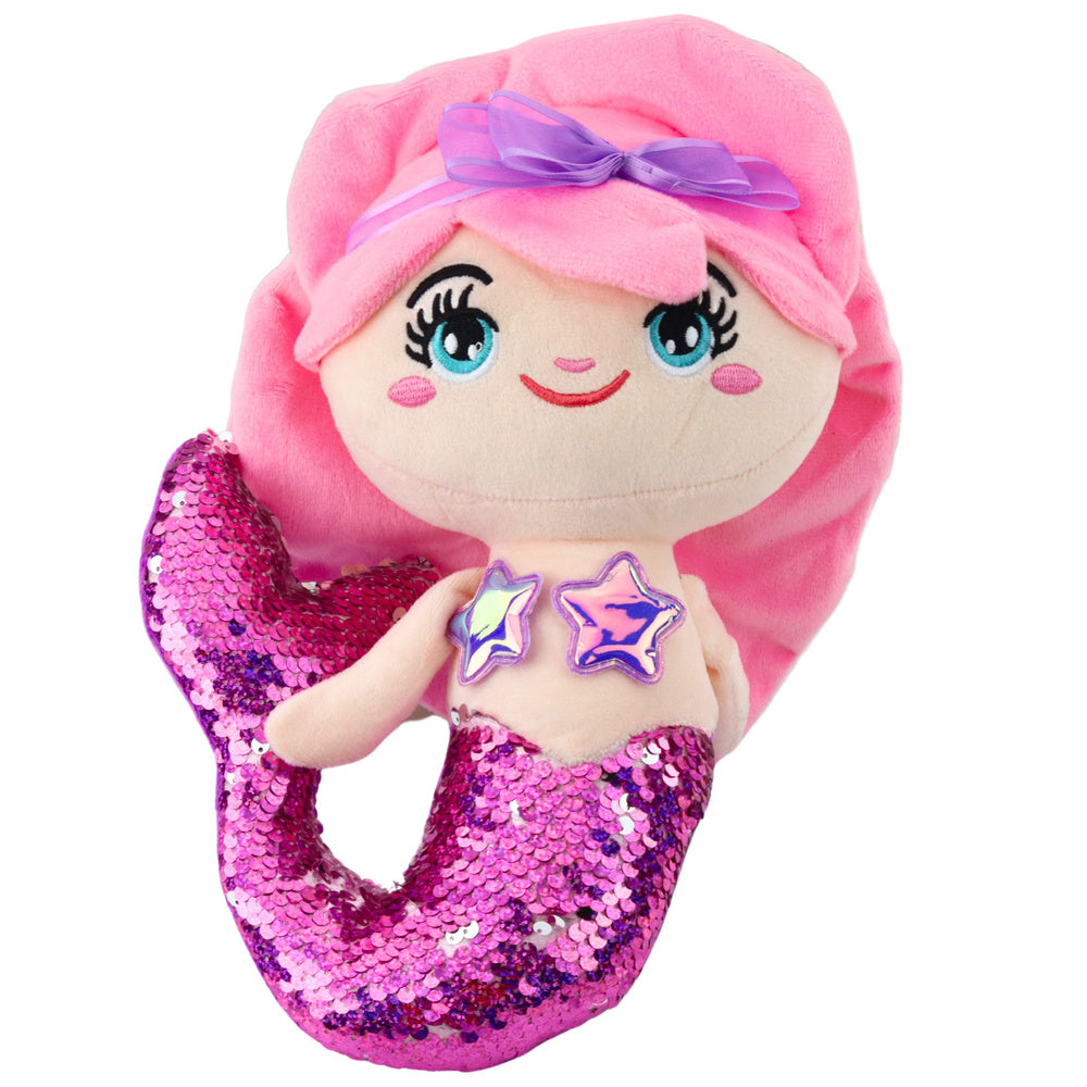 Plišana igračka sirena s šljokastim repom 28 cm – ljubičasta