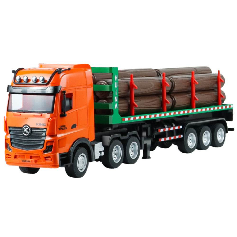 Kamion za prijevoz trupaca na daljinsko upravljanje Timber TransporterHuina 1:18 - zeleno/narančasti