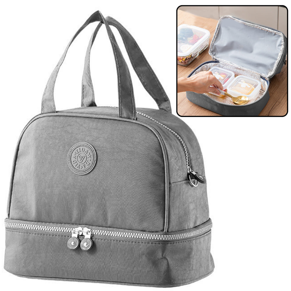 Funkcionalna i elegantna termo torba za ručak 27cm -siva