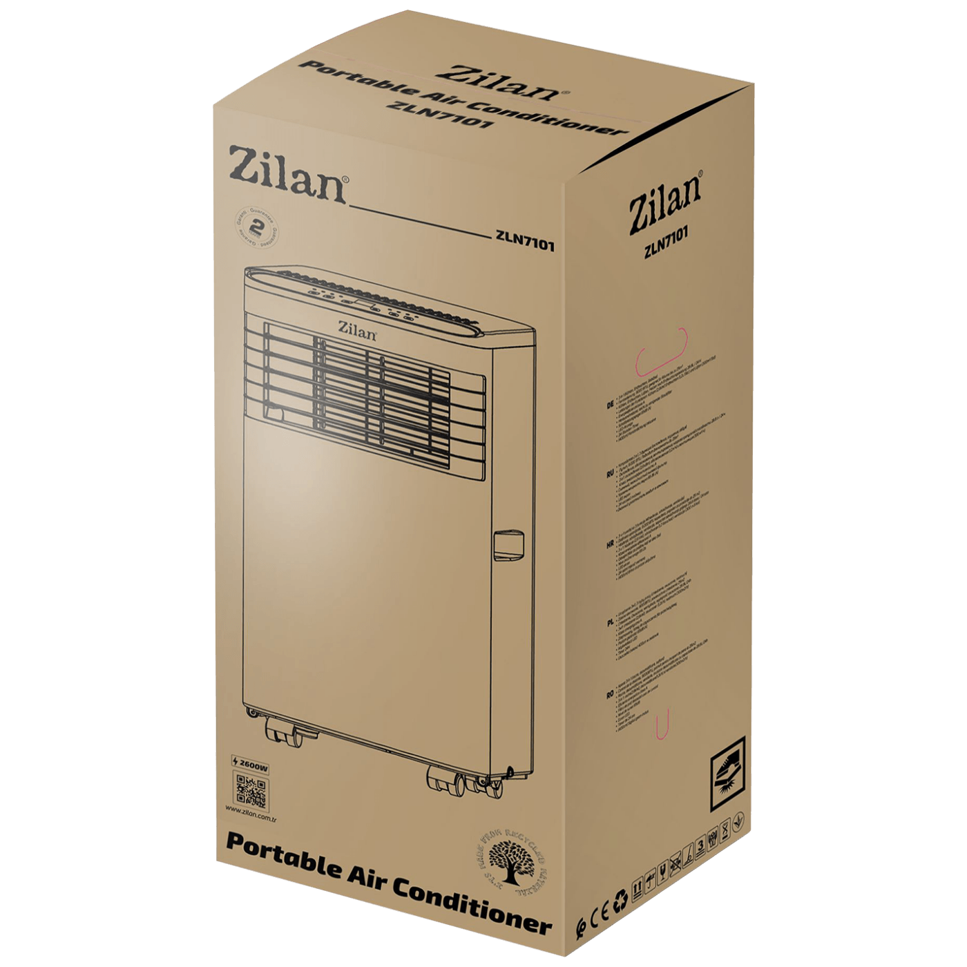 Zilan Prijenosni/Mobilni klima uređaj, 3u1, 9000 Btu, 2.6 kW - ZLN7101