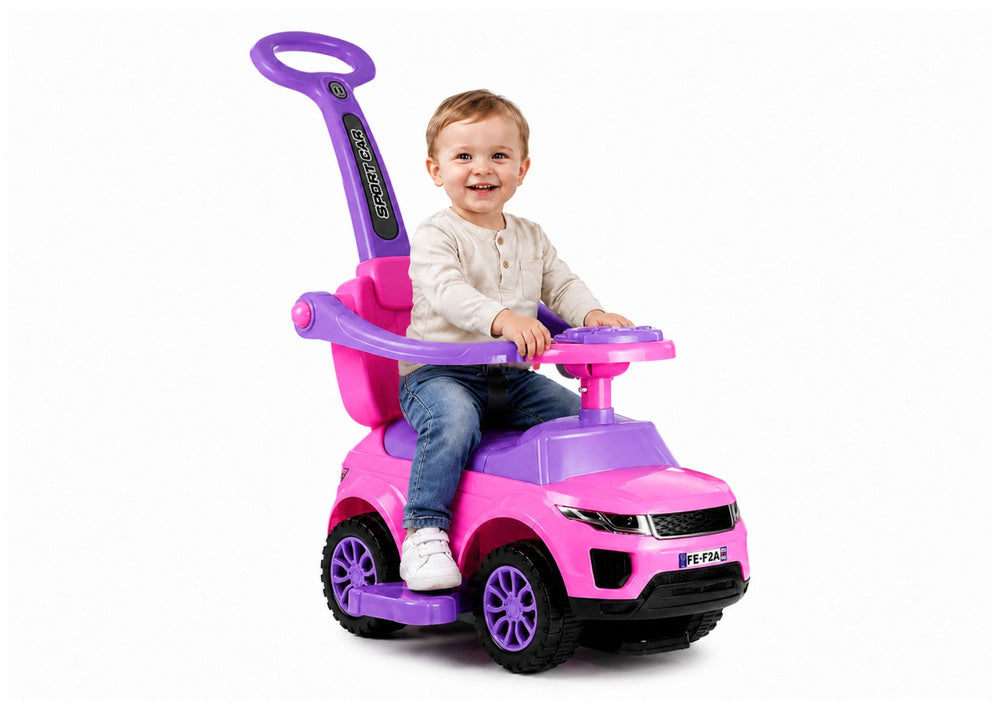 614W Toddlers Ride On Push Along with Parent Handle - Pink