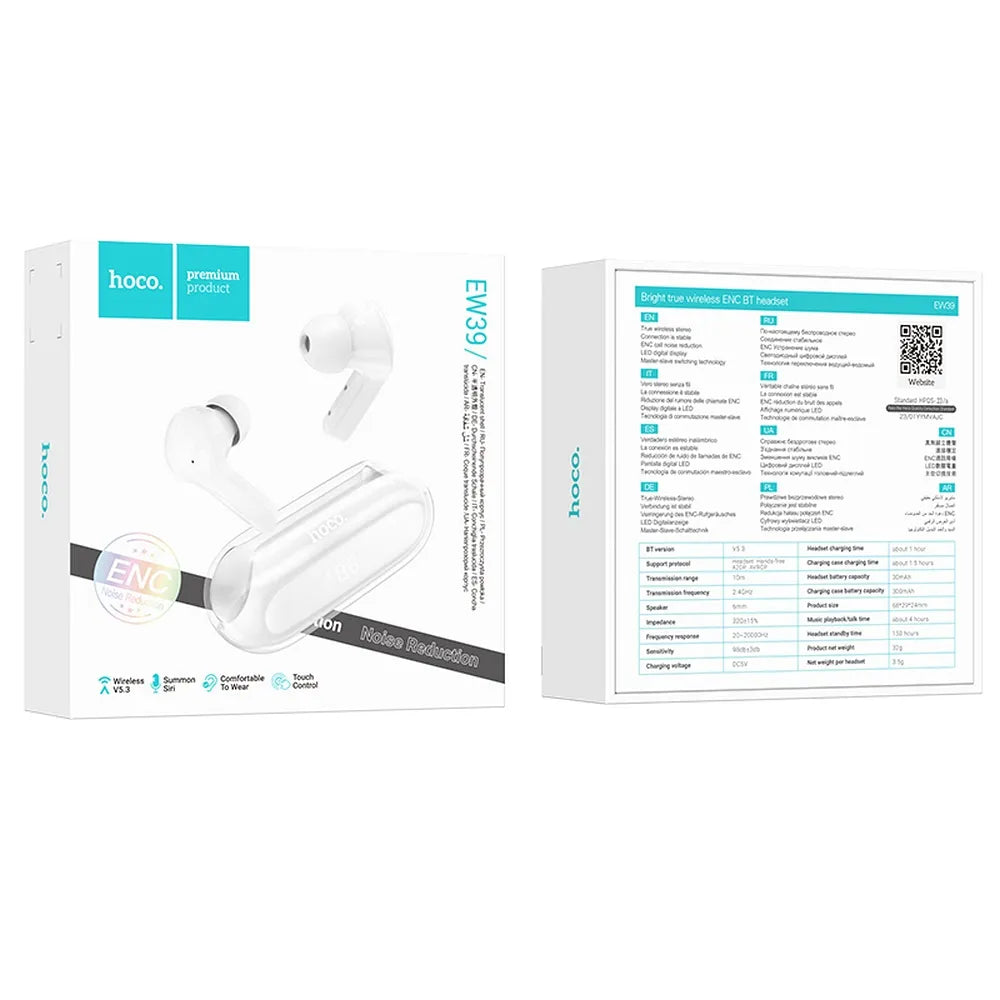 HOCO bežične / bluetooth stereo slušalice TWS Bright true ENC EW39 bijele