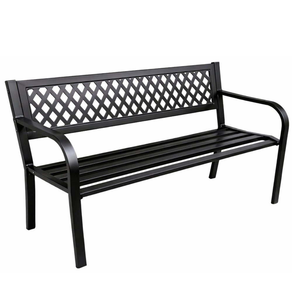 Vrtna metalna klupa s naslonom 120 cm - crna