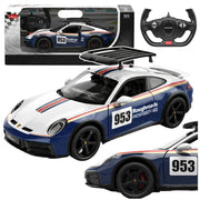 Licencirani auto na daljinsko upravljanje Porsche 911 Dakar Performance Rastar 1:14 - bijelo/plavi