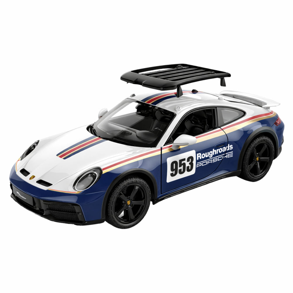 Licencirani auto na daljinsko upravljanje Porsche 911 Dakar Performance Rastar 1:14 - bijelo/plavi