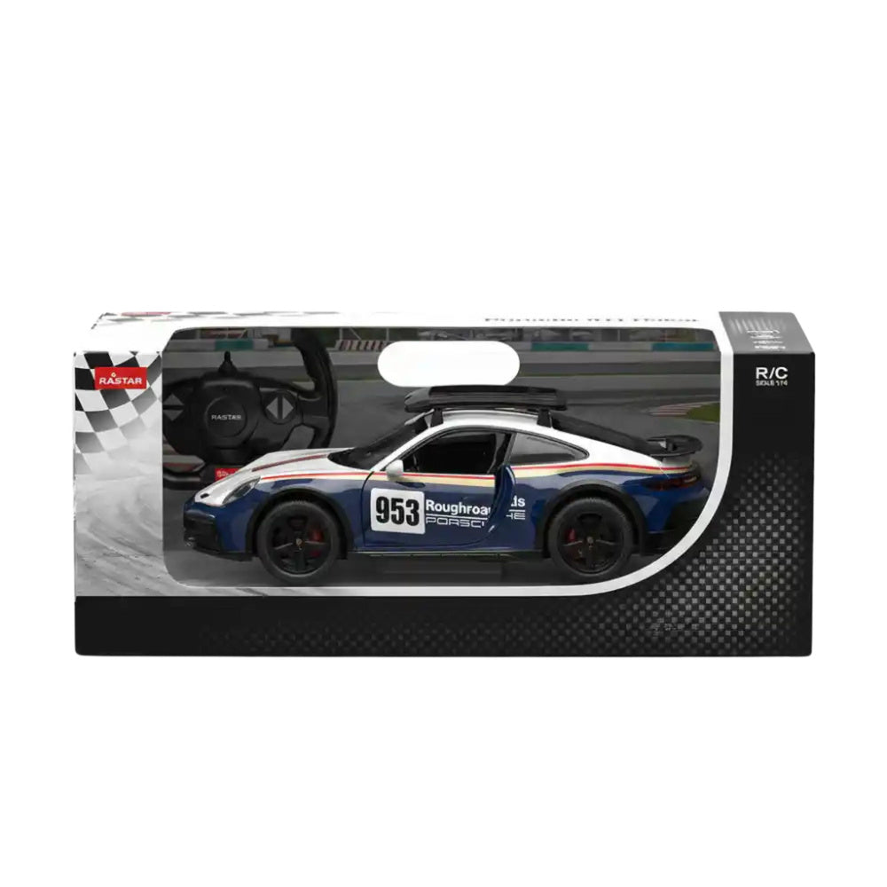Licencirani auto na daljinsko upravljanje Porsche 911 Dakar Performance Rastar 1:14 - bijelo/plavi