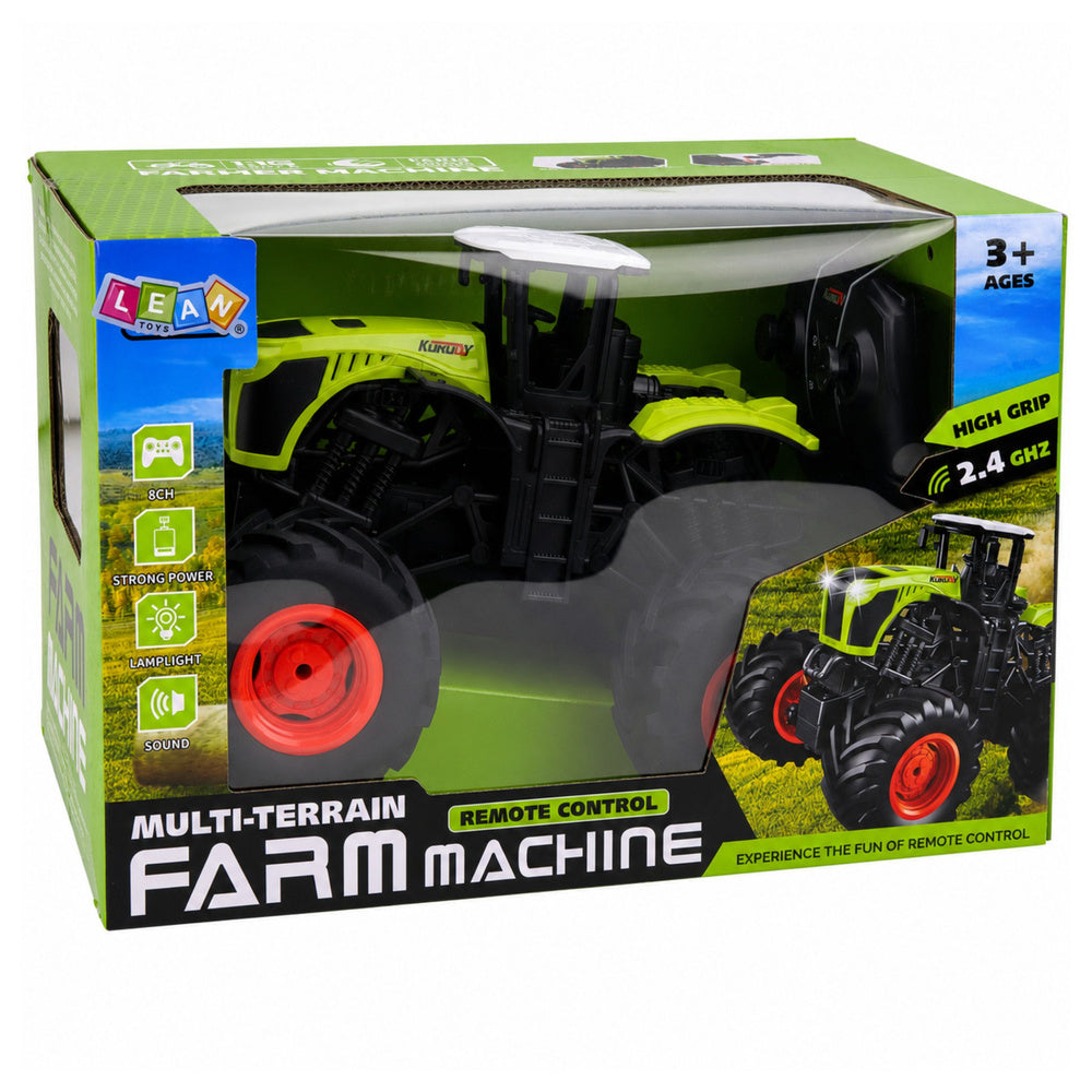 Tall Remote Controlled RC Farm Tractor Green Lights Sounds 1:16