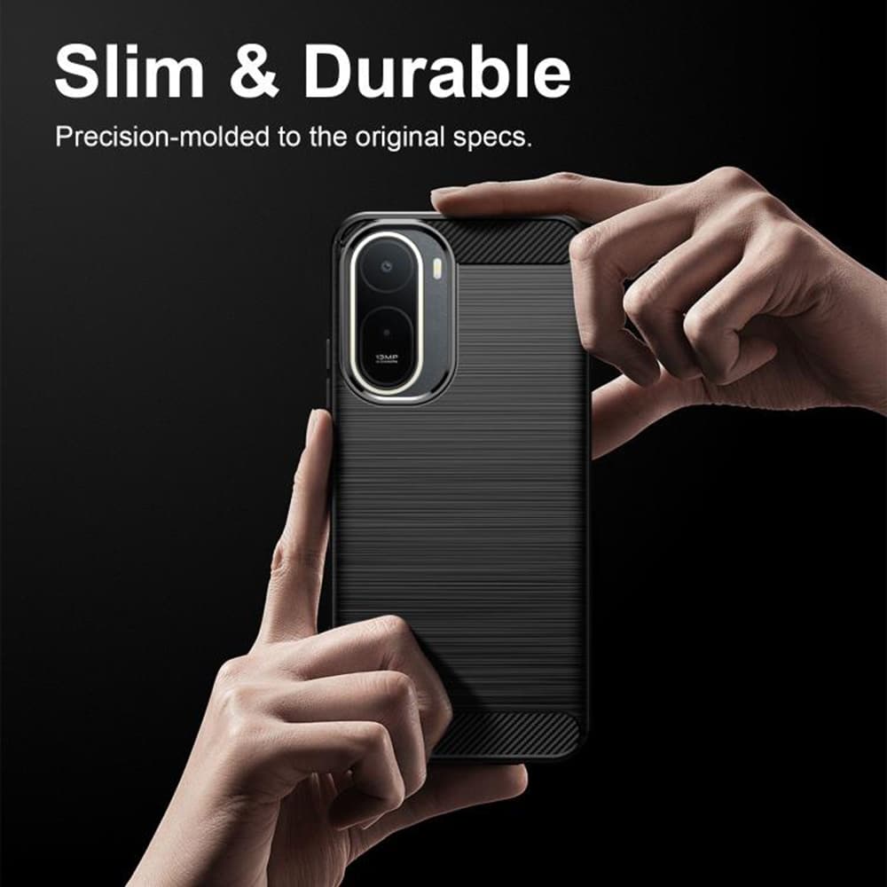 Techsuit Carbon Silicone maska za Xiaomi Redmi A7 Pro 4G – crna