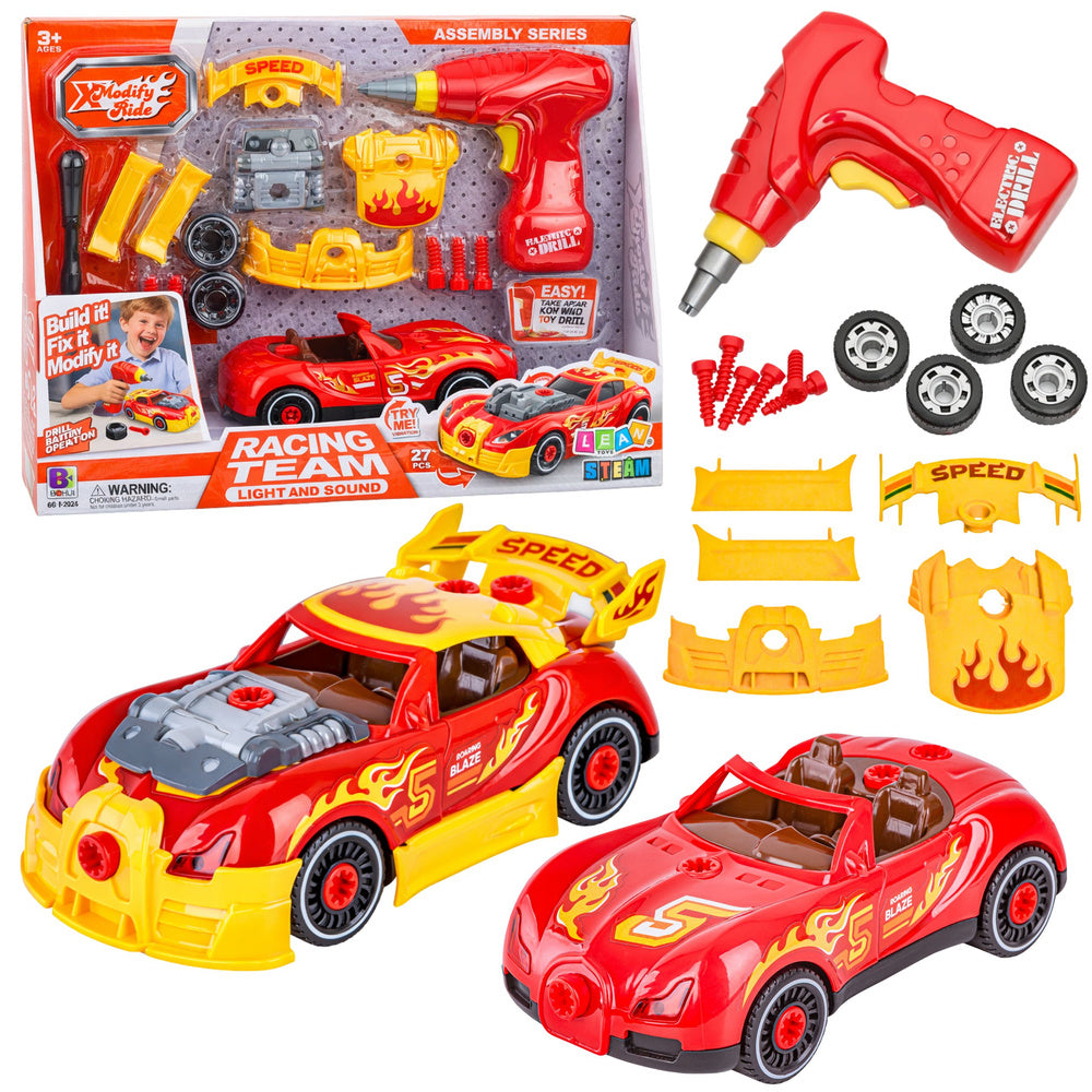 DJečji komplet za tuning automobila s alatom - crveno/žuti