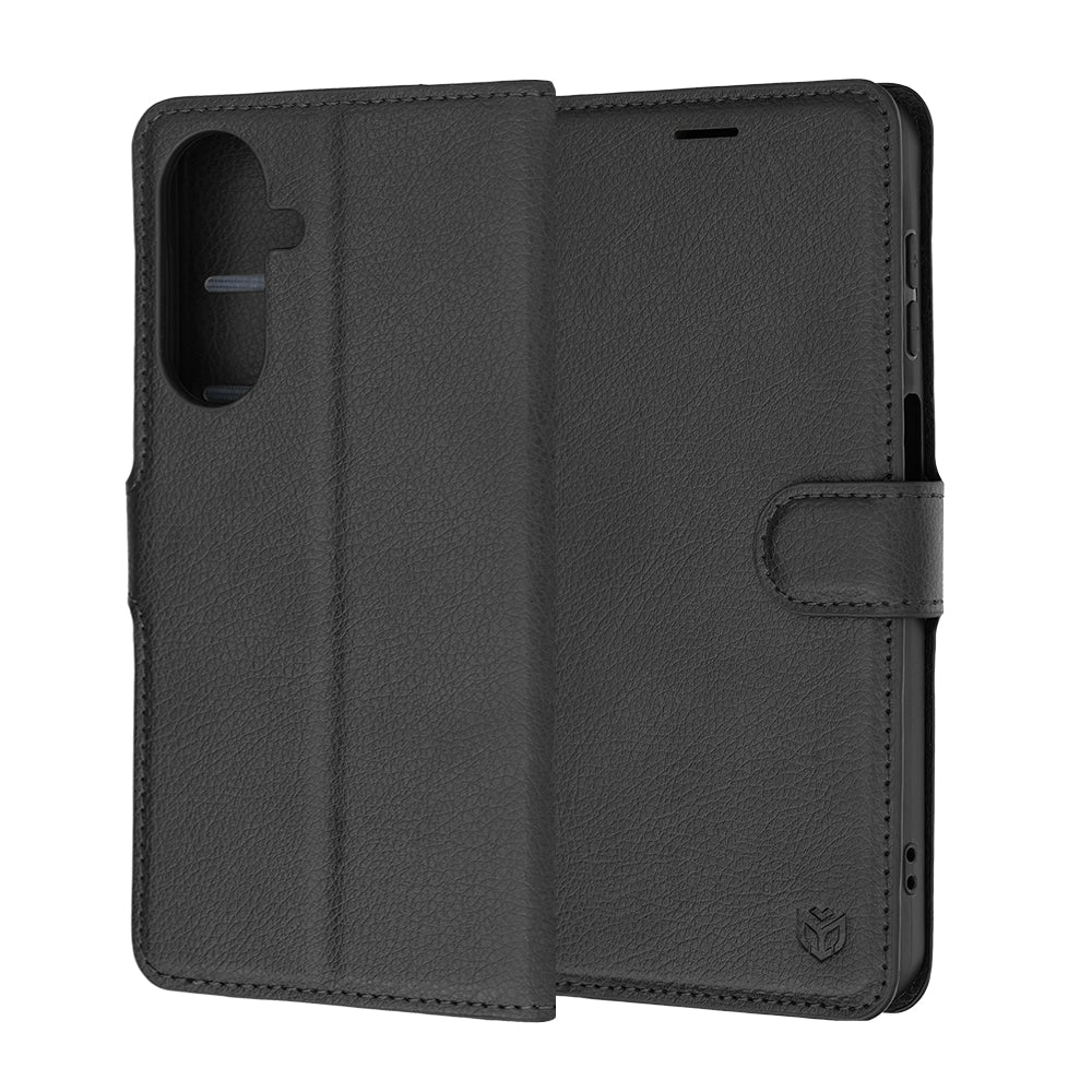 Techsuit Leather Folio preklopna maska za Samsung Galaxy A27 5G – crna