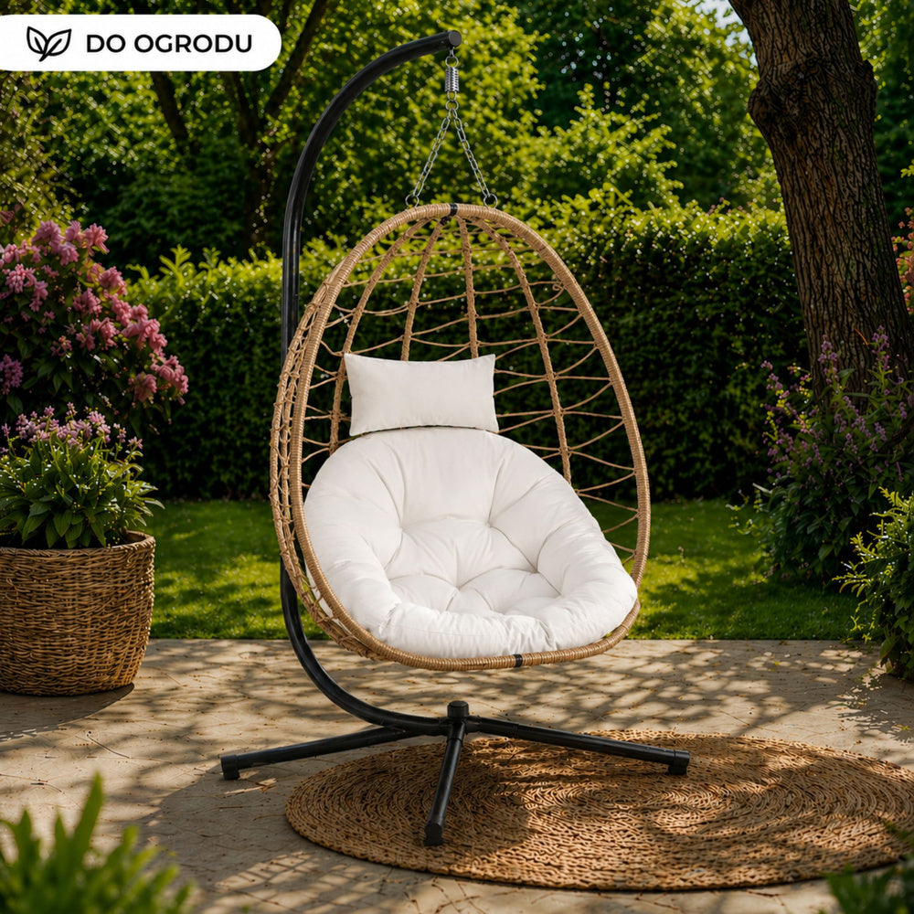 Viseća stolica jaje s jastucima Cocoon - bež