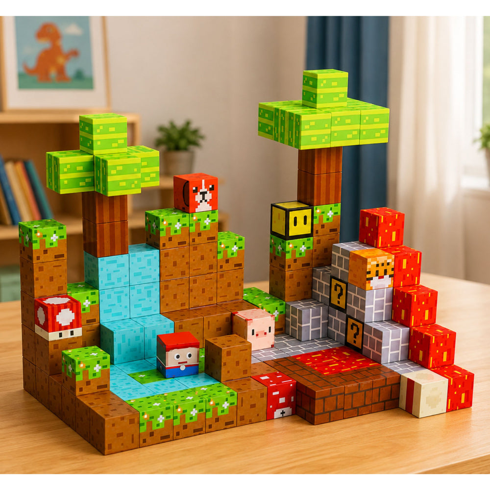 Magnetic Construction Blocks Pixel World Colored Cubes 146 pcs.