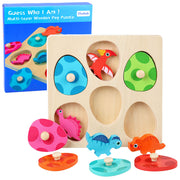 Wooden Puzzle Dinosaurs in Eggs Educational Memory Game