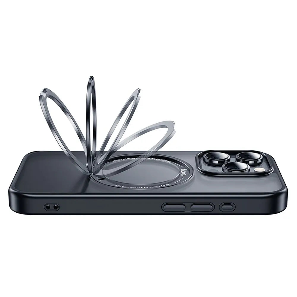 HOCO AS1 futrola s MagSafe kompatibilnim rotirajućim prstenom za IPHONE 15 PRO MAX crna