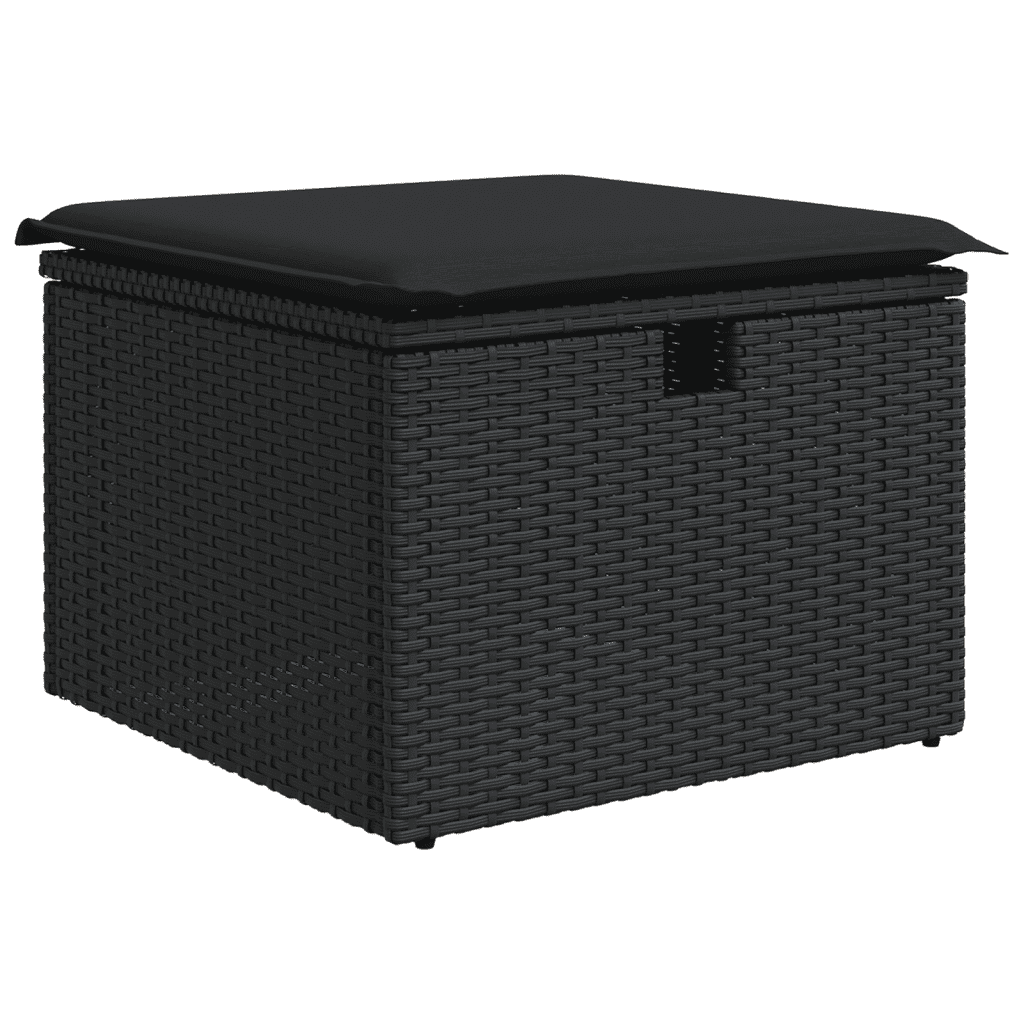 7-dijelni set vrtnih sofa od poliratana s jastucima crni Crna 65.5 x 62 x 69 cm