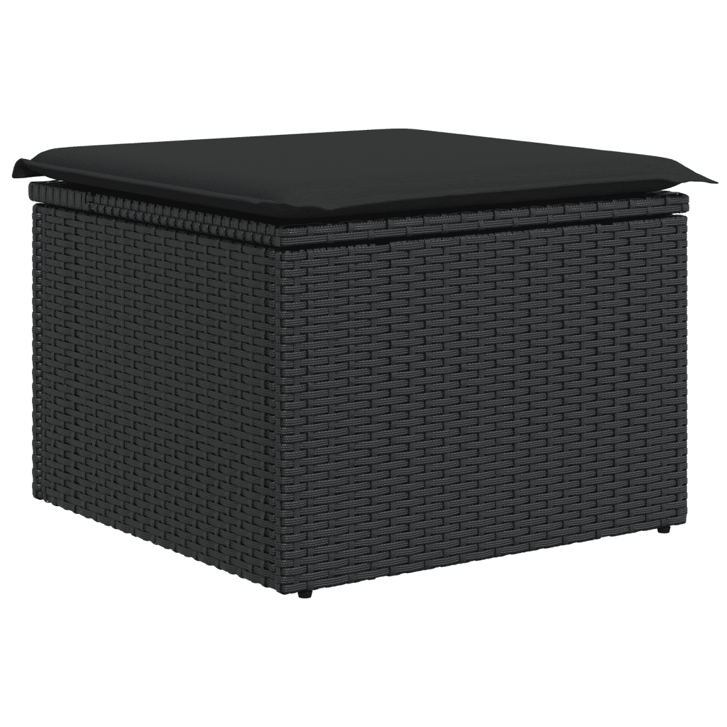 11-dijelni set vrtnih sofa od poliratana s jastucima crni Crna 65.5 x 62 x 69 cm