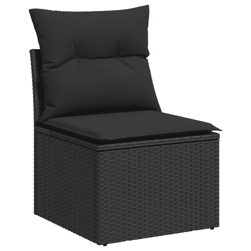 9-dijelni set vrtnih sofa s jastucima crni od poliratana Crna 83 x 62 x 69 cm