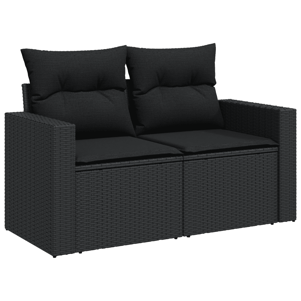 8-dijelni set vrtnih sofa od poliratana s jastucima crni Crna 65.5 x 62 x 69 cm