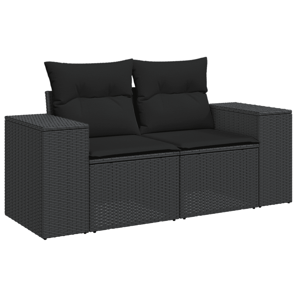 9-dijelni set vrtnih sofa s jastucima crni od poliratana Crna 83 x 62 x 69 cm