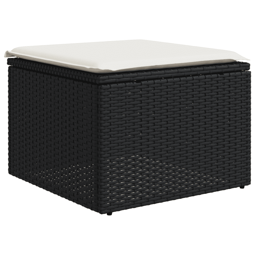 9-dijelni set vrtnih sofa s jastucima crni od poliratana Crna 55 x 55 x 37 cm